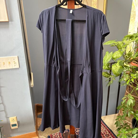 LILYSILK Figure Flattering 100% Silk Wrap Dress in Navy size XL US 14-16 - Picture 8 of 13